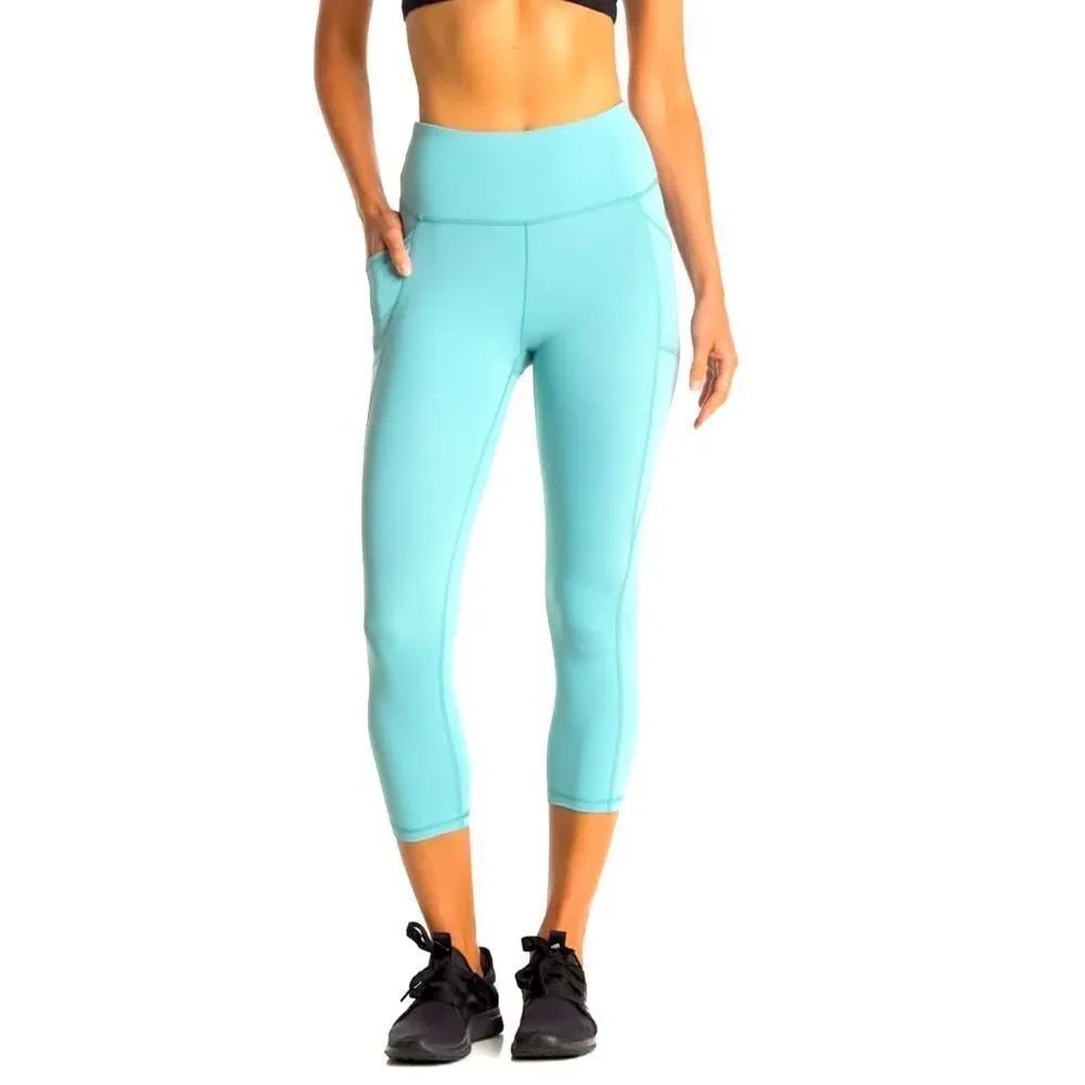 Gottex *Tiffany-Blue* Cropped Yoga Pants with Pocket Sz S
